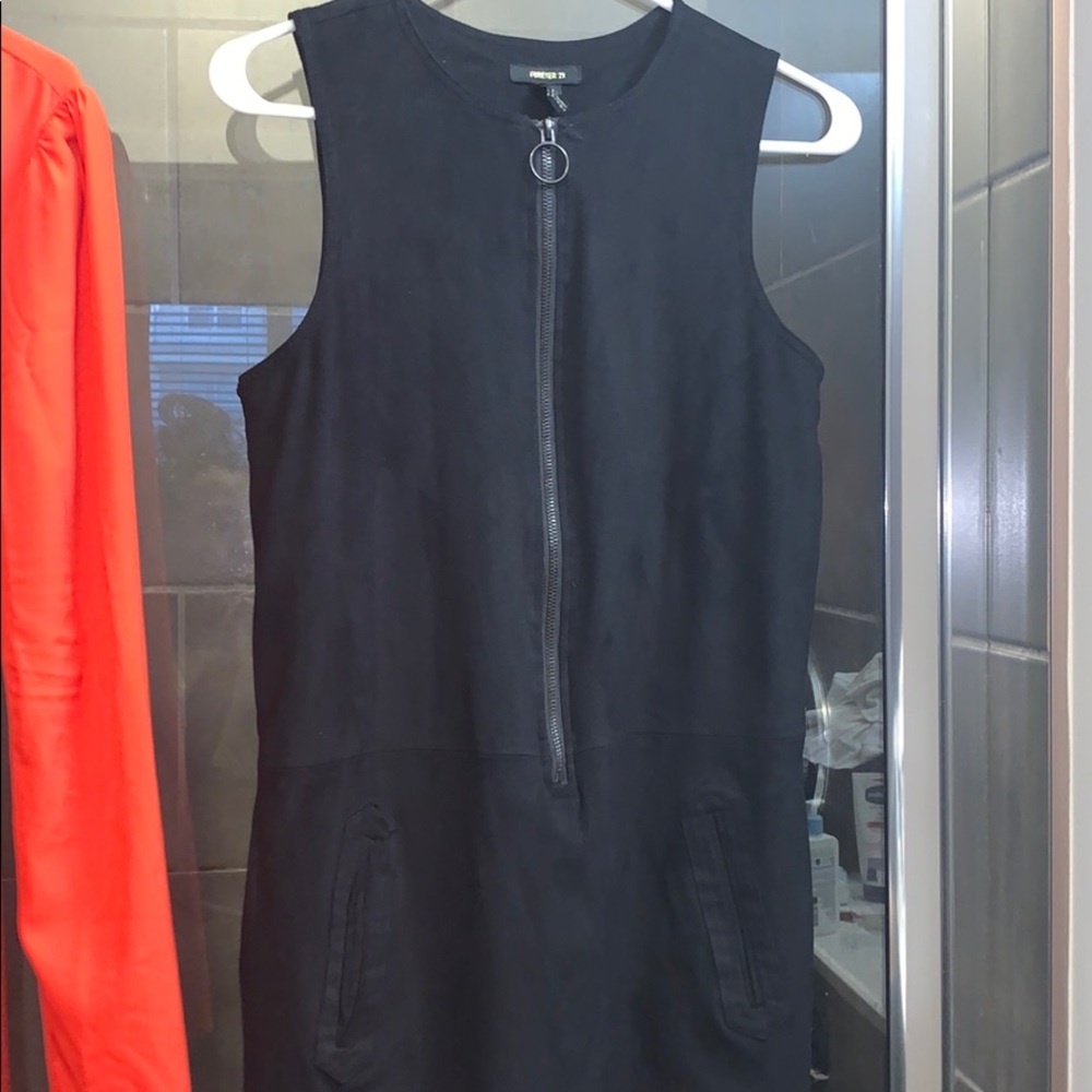 Black suede dress